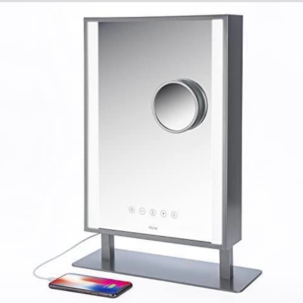 iHome Silver Vanity Mirror with Bluetooth Speaker